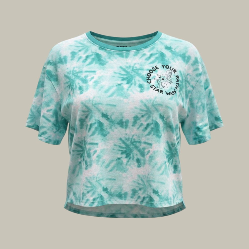 Star Wars Grogu Choose Your Path Tie Dye Crop Top Green White XS